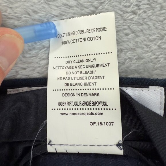 Norse Projects Brushed Moleskin Navy Blue Pants Men’s Size 32 Regular - Picture 13 of 14